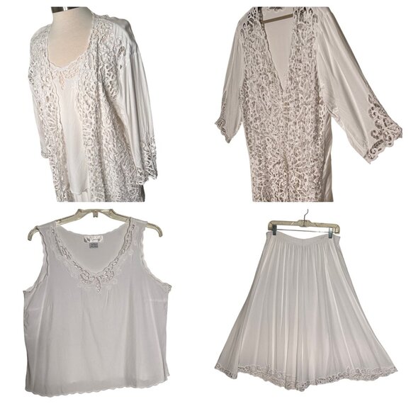 Bali Emerald OX One Size 3 PC Jacket-Tank-Maxi Skirt Rayon Wedding Beach Career - Picture 2 of 16